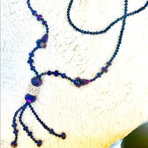 Purple/Blue Beautiful Beads Necklace with Silver accent
